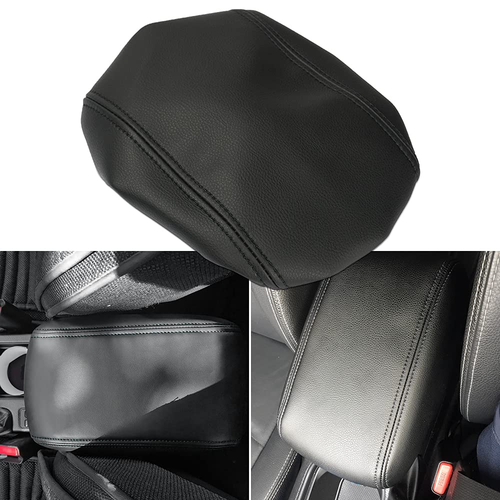 Photo 1 of INTGET Console Cover for 2017 2018 Subaru Forester Accessories 2013 2014 2015 2016 Leather Armrest Cover Arm Rest Dog Seat Protector for Subaru Forester Center Console Cover (Black Stitches)