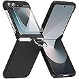 KEKBOXQ for Samsung Galaxy Z Flip 6 Case with Ring, Protective Cover with Screen Protector, Shockproof Phone Case for Samsung Galaxy Z Flip 6 5G, Black