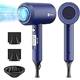 Slopehill Professional Ionic Hair Dryer, Powerful 1800W Fast Drying Low Noise Blow Dryer with 2 Concentrator Nozzle 1 Diffuser Attachments for Home Salon Travel (Prussian Blue)