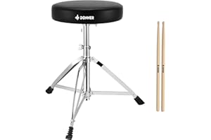 Donner Drum Throne Set, Portable Height Adjustable Drum Stool with 5A Drumsticks, Upgraded Padded Seat, Drummer Gifts for Men