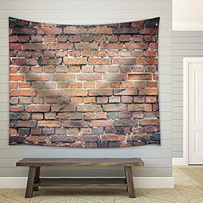 Old Brick Wall Background or Texture - Fabric Wall Tapestry Home Decor - 51x60 inches