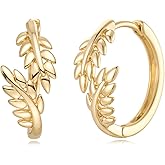 MYEARS Women Earrings Gold Huggie Hoop Cubic Zirconia 14K Gold Plated Small Simple Hypoallergenic Everyday Jewelry - Flower and Tree