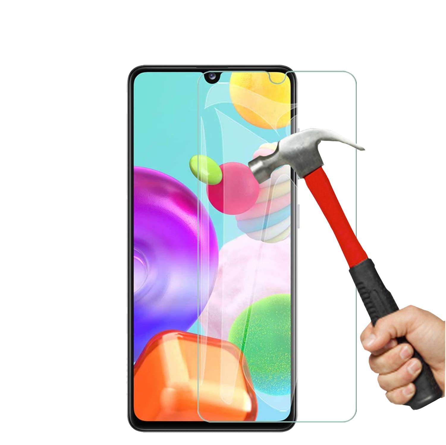 Galaxy A41 Tempered Glass Screen Protector Easy Bubble-Free Installation HD Ultra Clear shatterproof with 9H Hardness and Anti Fingerprint Oleo-phobic Coating for Samsung Galaxy A41 (Screen Protector)