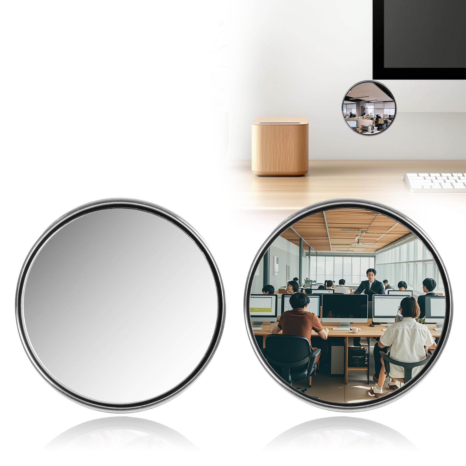 Photo 1 of (2 PCS) Cubicle Mirror to See Behind You – 2.3" Adjustable Monitor Rear View Mirror for Office Desk, Personal Security & Privacy, Fits PC Monitors or Cubicle Walls (Silver)