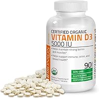 Vitamin D3 5000 IU Certified Organic Vitamin D Supplement, Non-GMO, USDA Certified, 90 Tablets