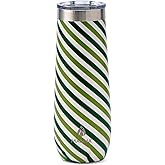 Manna Sleek Champagne Flute Tumbler - 9 Oz - Green Stripe