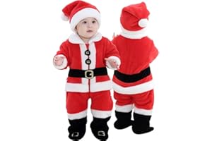 OLLULL Baby Santa Costumes Unisex Infant Dress Up Clothing Christmas Romper