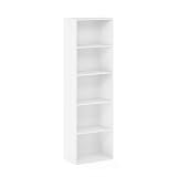 Furinno Luder Bookcase White 5-Tier Small Bookshelf 40.1 W x 132.1 H cm view 7