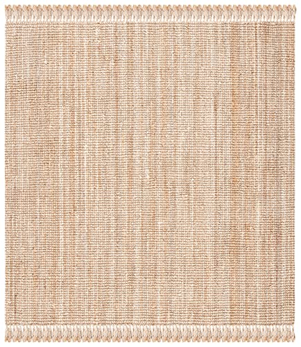 SAFAVIEH Tapis en Fibres Naturelles Salon, Salle Ă Manger, Chambre Ă Coucher - Natural Fiber Collection, Tapis Ă Poil Court, Naturel, 122 x 122 cm