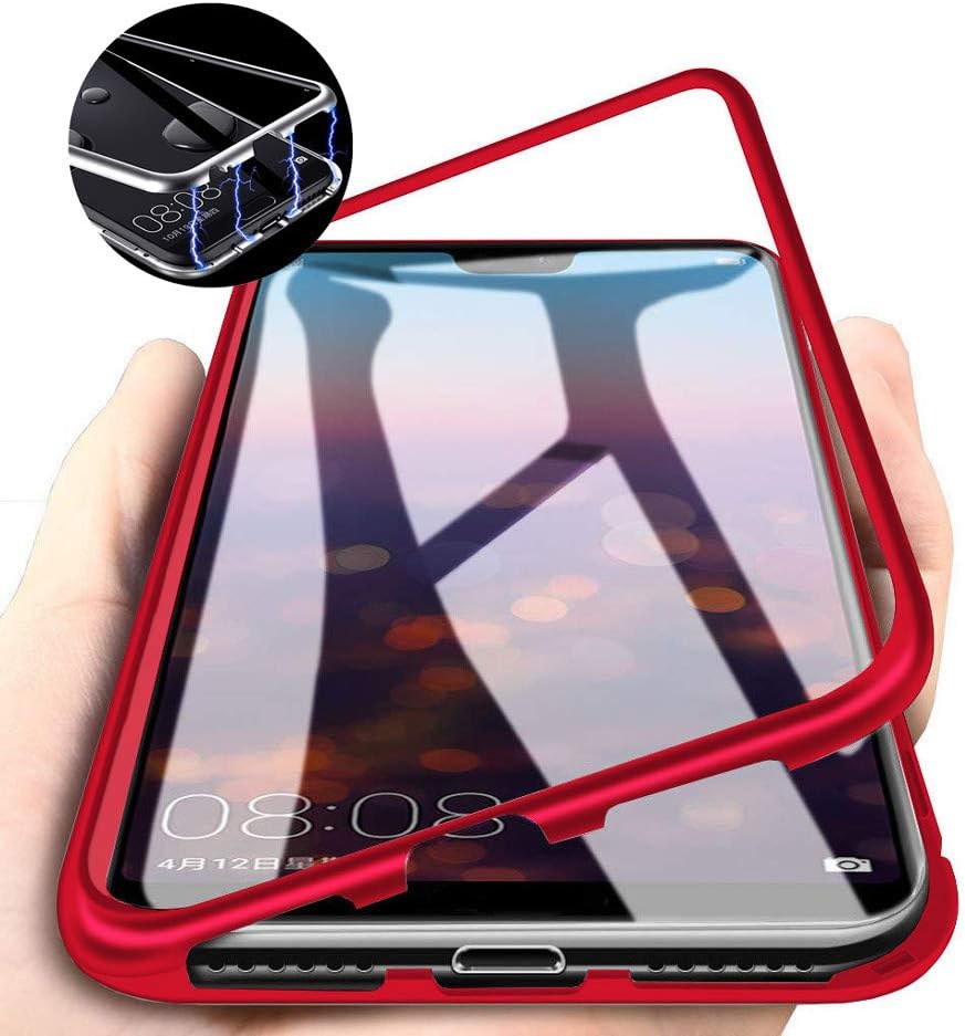 Case Huawei Nova 3i Magnetic Adsorption Tech Strong Magnets Built-in Hybrid Aluminum Frame Back Transparent Tempered Glass Scratch Resistance Shockproof Cover