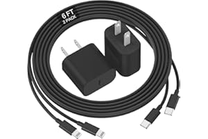 DELONI Phone Charger Fast Charging 6 FT, USB C to Lighting Cable 6 Foot with 20W USB C Rapid Phone Charger Block, Compatible with iPhone 14 Pro/13Pro Max/12/11Pro/Mini, 2 Pack