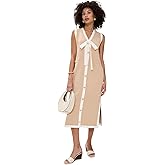 English Factory Women's Knit Midi Dress with Ribbon Tie
