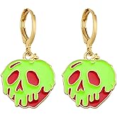 coadipress Poison Apples Earrings for Women Cute Skull Face Snow White Witches Earrings Halloween Party Cosplay Charm Jewelry