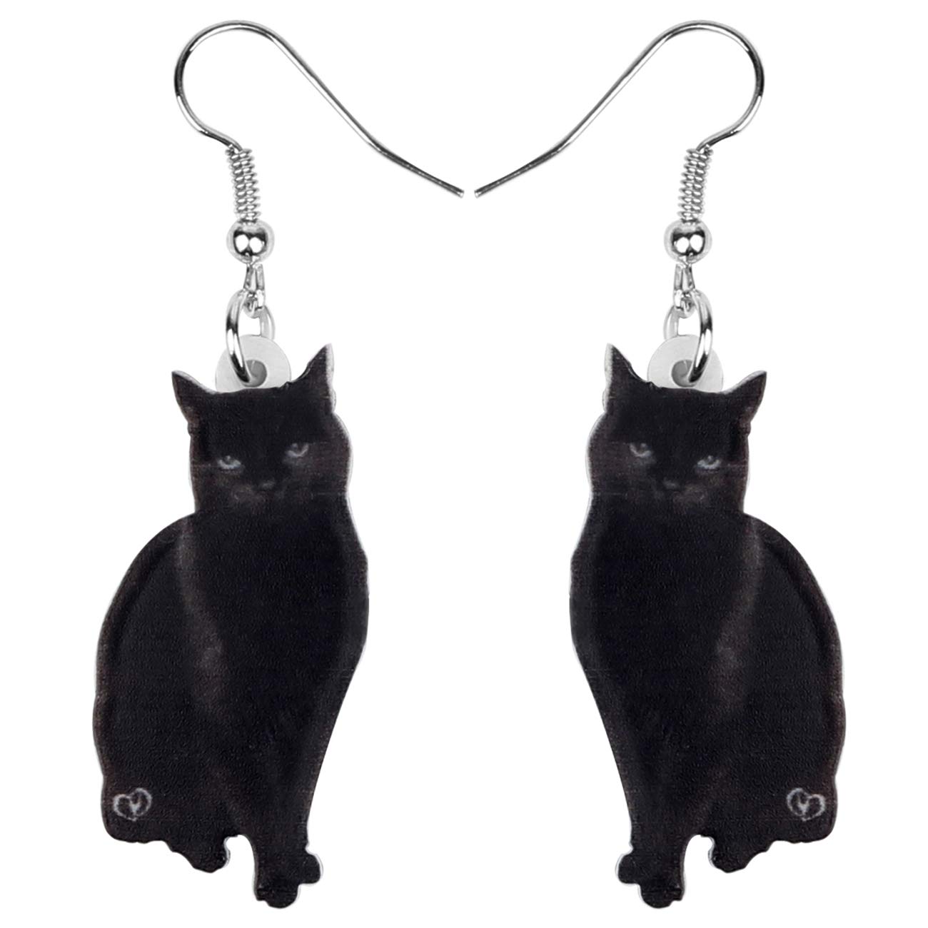Bonsny Drop Dangle Sweet Black Cats Earrings Gift Pets Pattern Fashion Jewelry For Women (Black)