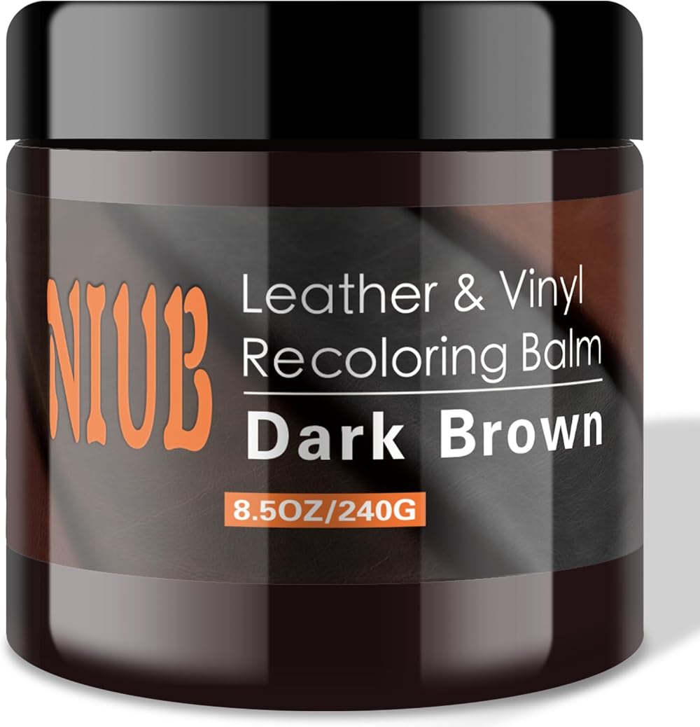 NIUB Leather Recoloring Balm 8.5oz Dark Brown Leather Color Restorer