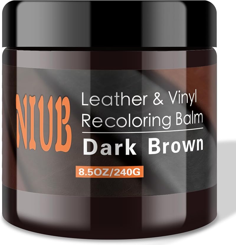 NIUB Leather Recoloring Balm 8.5oz Dark Brown Leather Color Restorer