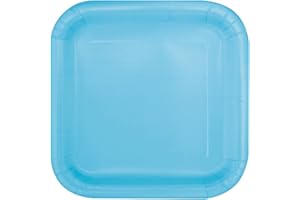 Square Light Blue Dinner Plates, 14ct