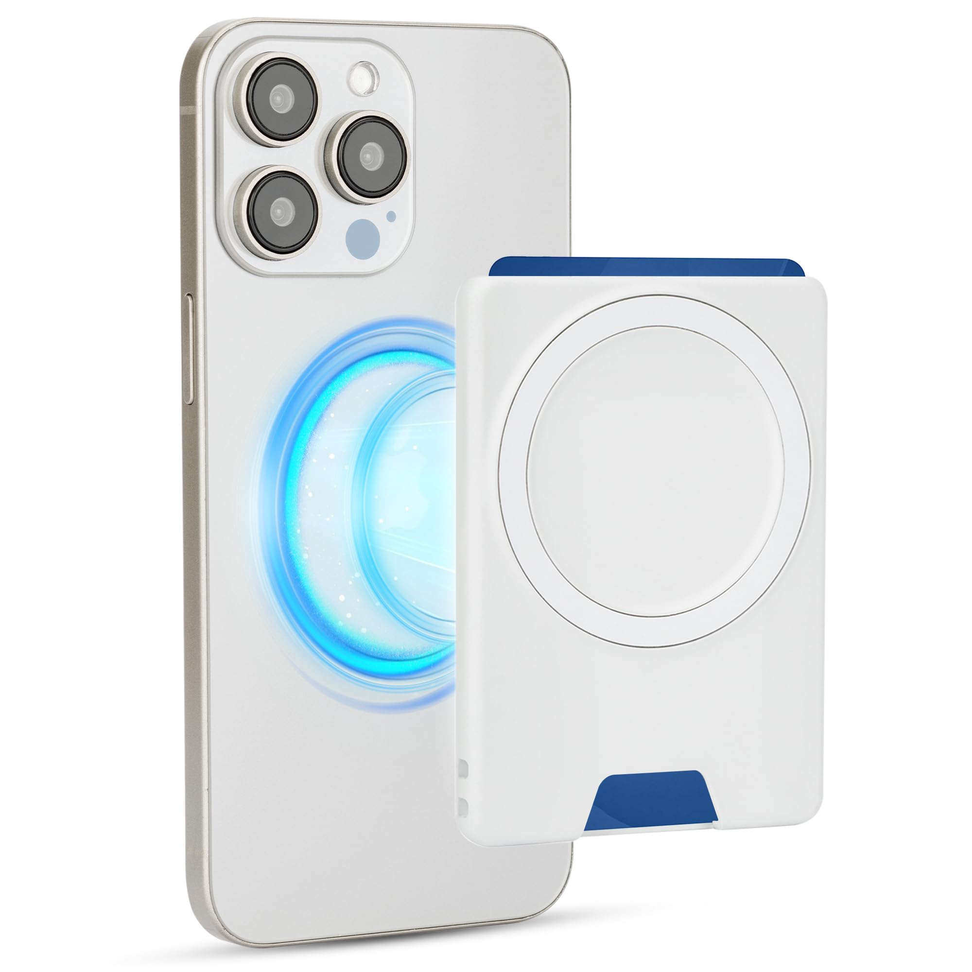 Photo 1 of PROfezzion Magnetic Wallet with Double Magnets, Plastic Mag Safe Card Holder Slim Magnetic Phone Wallet Compatible with iPhone 17 16 15 14 13 12 Series & Mag Safe Case, Fit 2 Cards, Anti-Drop, White