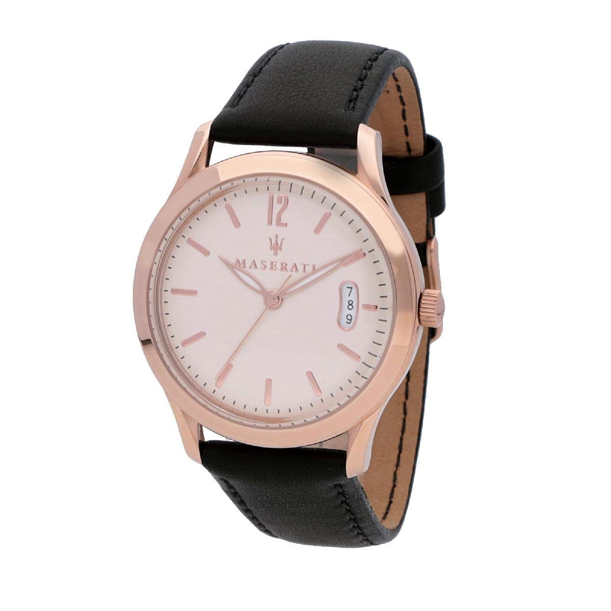 Maserati Men's Analog Quartz Watch with Leather strap R8851125002