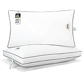 Serta Bed Pillows King Size Set of 2, Medium Soft Support, White | 400 Thread Count 100% Cotton Cover, Hotel Collection, Gusseted Down Alternative Pillow for Back, Stomach or Side Sleepers