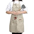 YIUJEFDA Aprons for Women Men with Pockets Adjustable Straps Waterproof Canvas Kitchen Cooking Apron for Chef Waitress Server