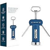 KITCHENDAO Luxury 3 in 1 Wine Opener with Foil Cutter, Beer Bottle Opener, Sturdy Zinc Alloy Wing Corkscrew with Self-centeri