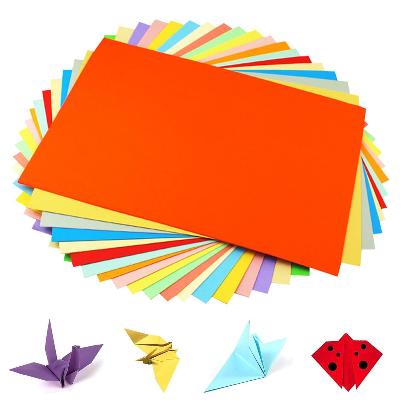 Coloured Paper A4, 100 Sheets Assorted Colours, Craft Paper for Kids, Coloured Card A4 Pack, Ideal for Origami, DIY Craft, and School Art Projects
