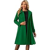 Allegra K Women's Winter Coat Overcoat Lapel Collar Long Swing A Line Double Breasted Pea Coat