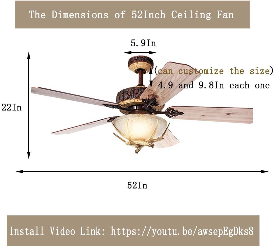 Luxurefan Antlers Traditional Retro Ceiling Fan For Restaurant Living Room Premium Wood Leaf With Create Unique Lampshade Pull Chain Remote Control