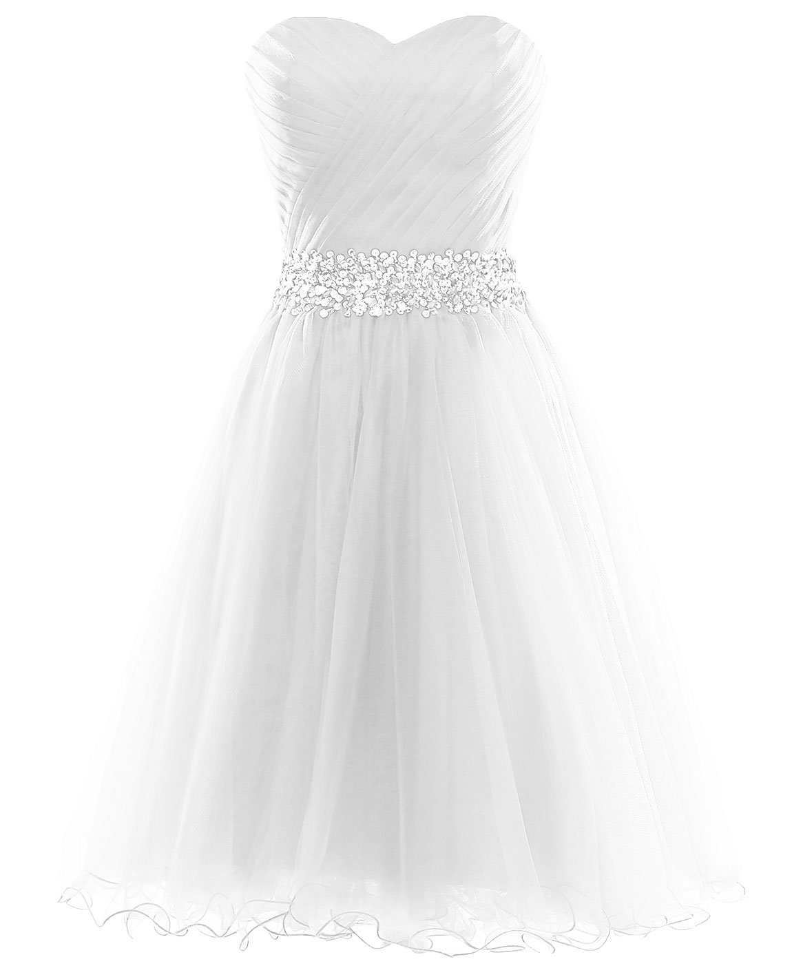 DYS Women's Short Tulle Dress Beaded Waist Sweetheart Prom