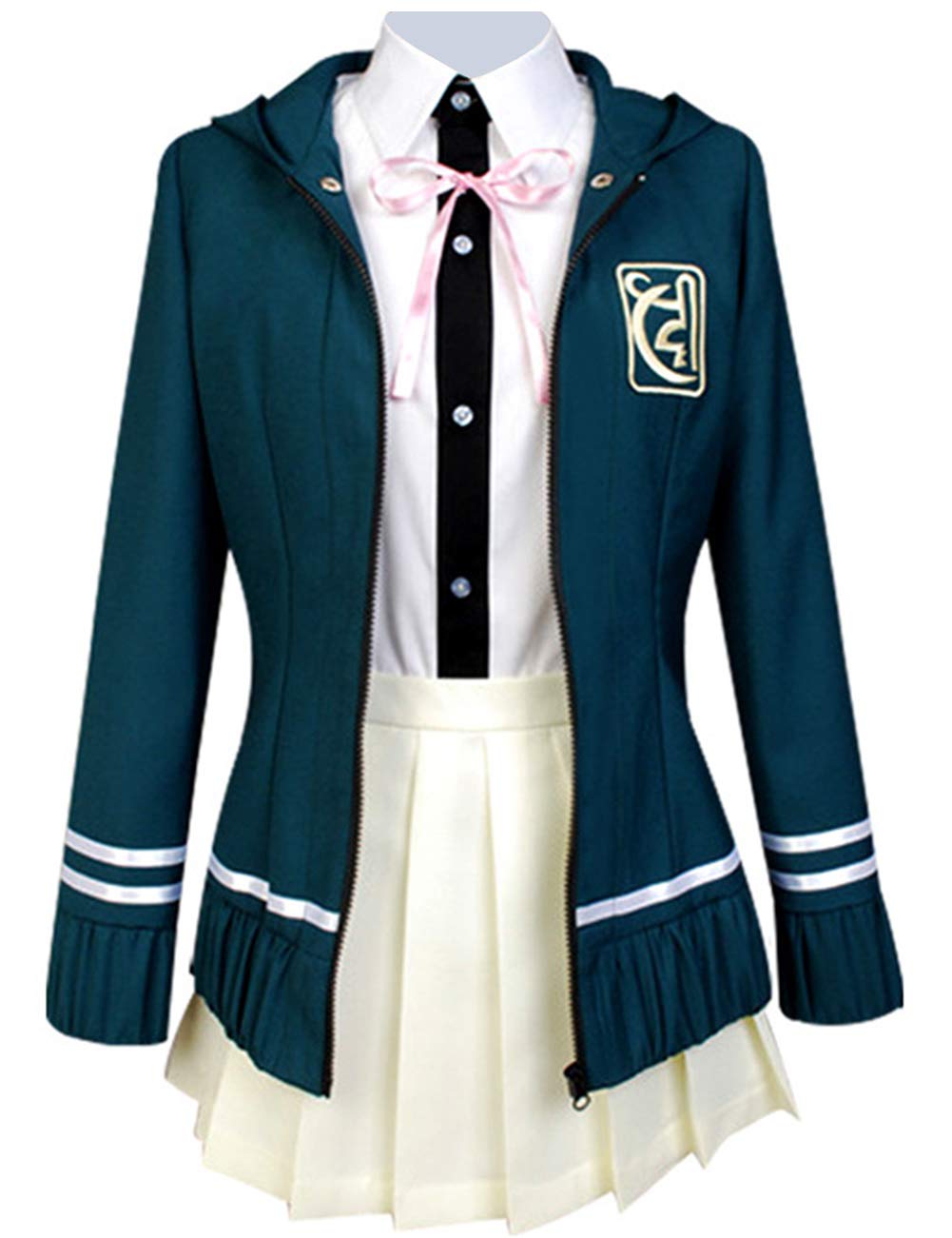 Tinyones Chiaki Nanami Cosplay Outfit High School Uniform Halloween Costume (Dark Green, L)