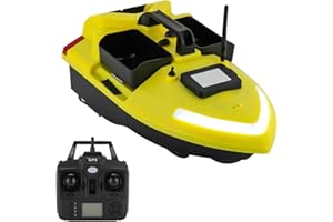 Kreiaoer RC Fishing Bait Boat with GPS, Dual Motor Fish Finder with Night Light Signal 1640ft Remote Control Range, Support Route Calibration, 4.4 lbs Loading for Professional Fishing (Yellow)
