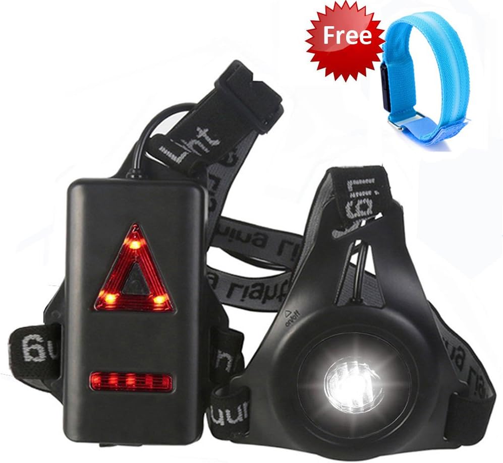 Night Running Light , BUTYPAL Set of LED Chest Torch and Rechargeable Armband Light for Runners - Waterproof 3 Modes Adjustable Strap Safety Warning Body Light for Running at Night , Dog Walking
