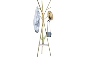 HOME BI Coat Rack Hat Stand Free Standing Display Hall Tree Metal Hat Hanger Garment Storage Holder with 9 Hooks for Clothes Hats and Scarves in Gold,17.72" Wx17.72 Dx70.87