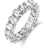 Barzel 18k White Gold/Rose Gold & Gold Plated Eternity Oval Cut Cubic Zirconia Eternity Ring Band