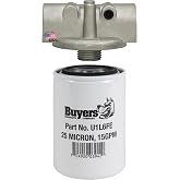 Buyers Products HFA12525 Hydraulic Return Line Filter Assembly, 25 Micron | 25 Micron Return Line Filter Helps Protect Hydraulic Reservoirs With 15 GPM Flow And Reliable 25 PSI Bypass Protection