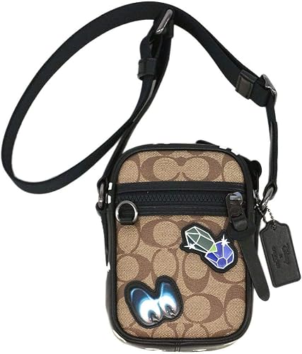 Amazon アウトレット コーチ バッグ F Qbtn2 Disney X Coach メンズ ショルダーバッグ ミニ マチ付き テレイン クロスボディ シグネチャー 白雪姫 バッチ タン Coach コーチ ショルダーバッグ