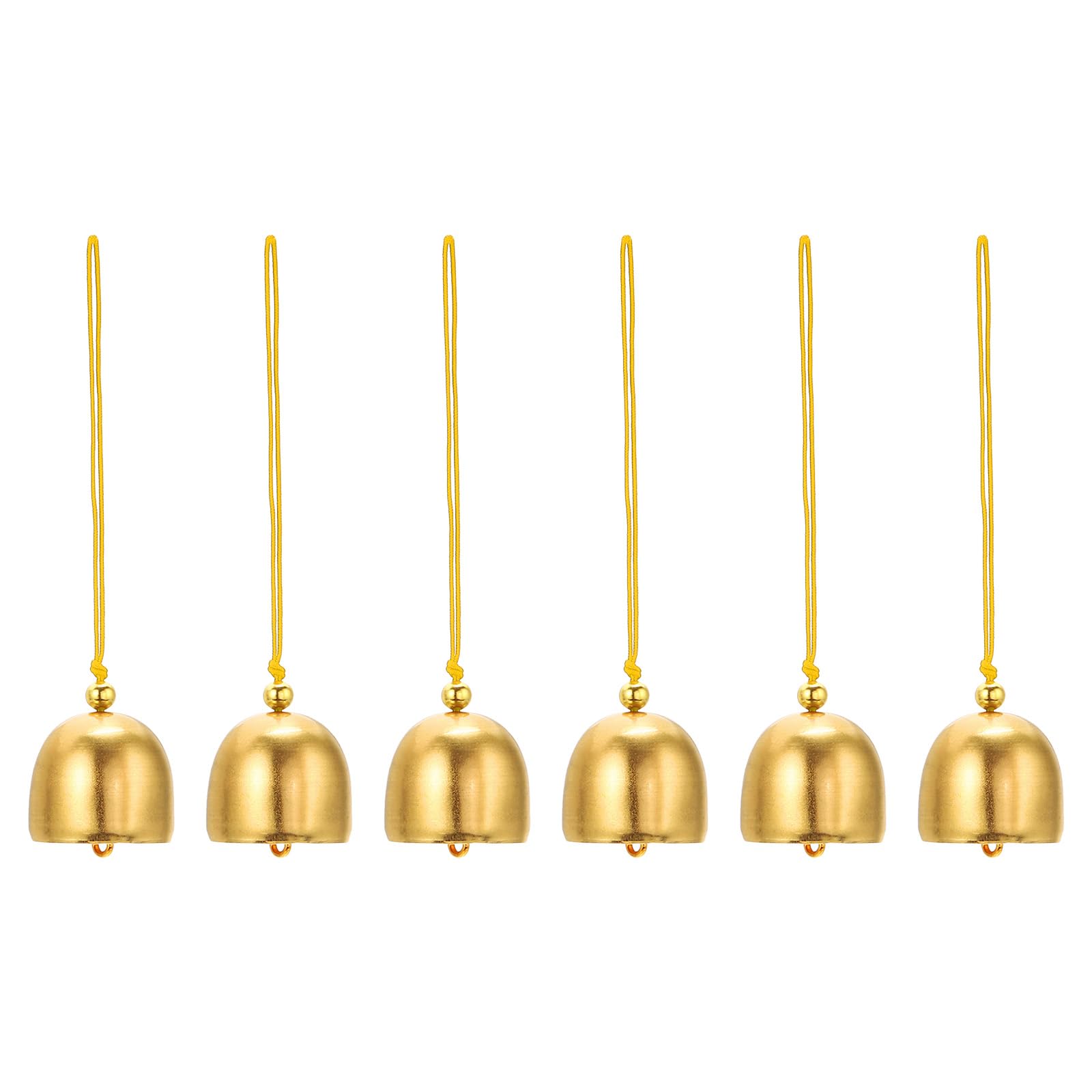 PATIKIL 6 Pcs Wind Chime, Hanging Bells Temple Bells Retro Outdoor Hanging Metal Chinese Wind Chime Round for Outside Garden Camping, Gold Yellow
