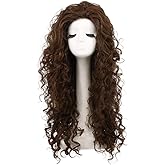 karlery Women's Fluffy Curly Dark Brown wig Halloween Cosplay Wig Anime Costume Party Wig