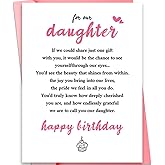 haskerty Daughter Birthday Card from Mom and Dad with Pink Envelope - Heartfelt Birthday Greeting Card for Daughter - 7.1x5.3 Inch Premium Quality Card, Double- Sided Design