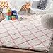 nuLOOM Nelda Trellis Kids Shag Area Rug, 5x8, Baby Pink