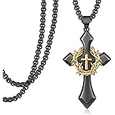 Tiaxiemo Cross Necklace 925 Sterling Silver Cross Necklace With Crown Cross and Crown Necklace Christian Jewelry Gifts for Men