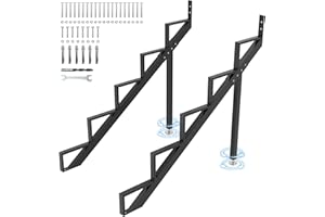 Toriexon Steel Stair Step Riser 5-Step, Metal Stair Stringer with Reinforcing Support Legs, Heavy Duty Steel Stair Stringer for 42.5" Height Deck and Outdoor Steps (2 Pack)