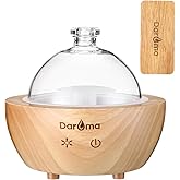 2025 Upgraded Remote Handmade Glass & Real Wood Essential Oil Diffuser, Aromatherapy Diffuser, 200ml Aroma Humidifier, Cool Mist with 7 LED Colors, Waterless Auto Shut-Off for Home Office Bedroom Gift