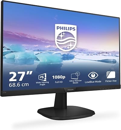 Philips 273V7QJAB 27" FHD IPS 75Hz 4ms Monitor Speakers Narrow Bezel HDMI VGA