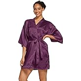 Women's Satin Robes Floral Bridesmaid Robes Short Silk Kimonos Sleepwear