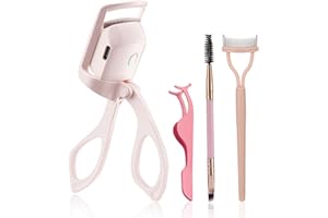 LUXURING Heated Eyelash Curlers,Heated lash Curler,Handheld Eye Lash Curler,Electric Eyelash Curler,3 Heating Modes with Sensing Heating Silicone Pad,Quick Natural Curling Eye Lashes,Bright Pink