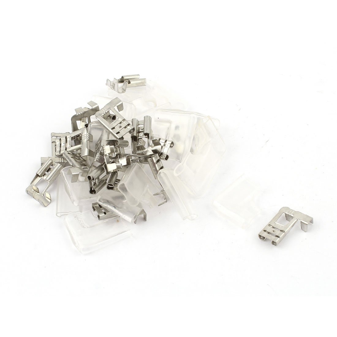 sourcing map 20pcs Flag 6.3mm Crimp Wire Terminal Female Spade Connector + Case