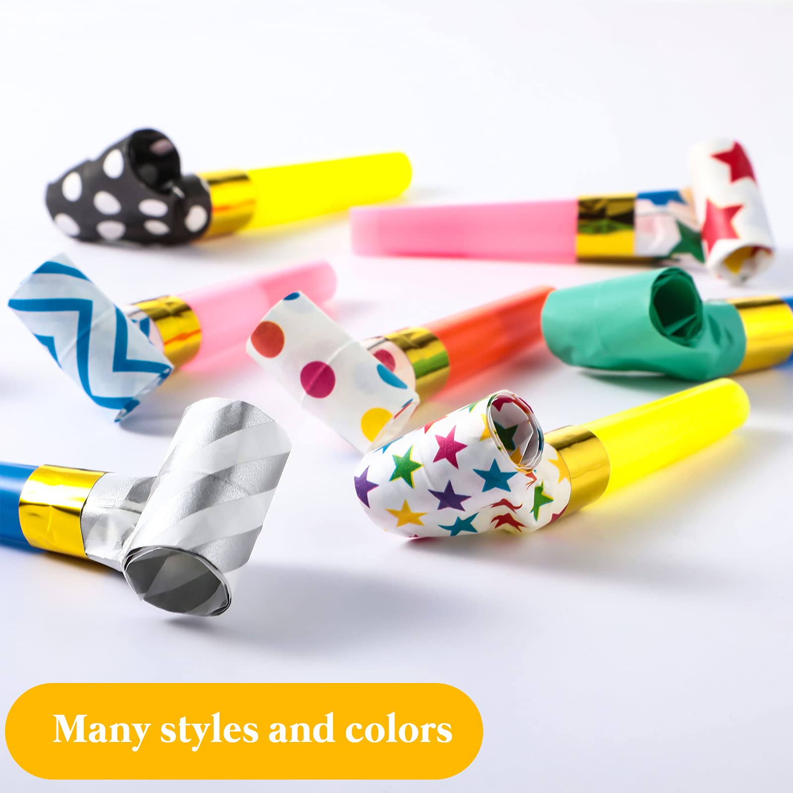 Skylety 20 Pcs Party Blowers Noisemakers Funny Birthday Halloween Christmas Blowouts Blow Horns Colorful Noisemakers Whistles Noise Makers Blowouts for 2025 Fall New Years Party Supplies