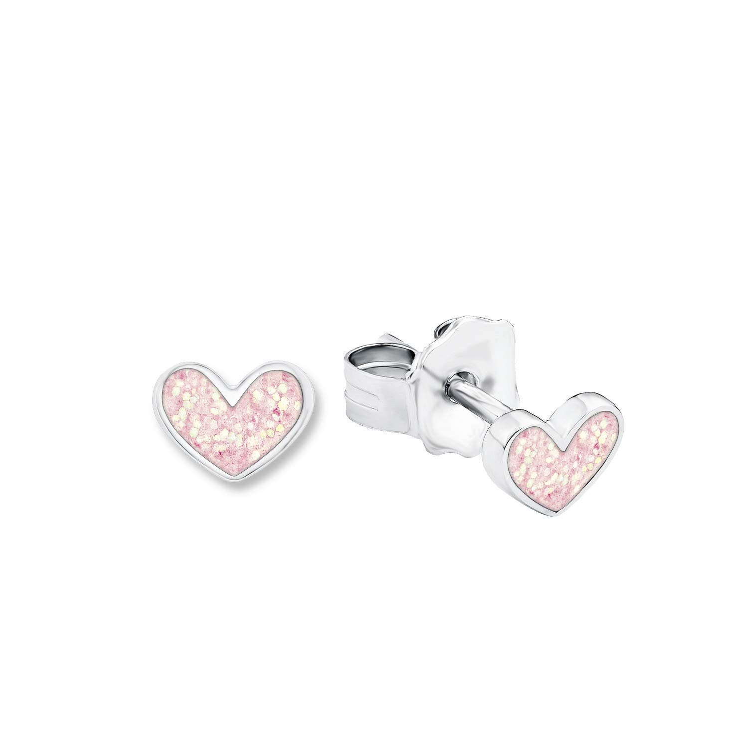 Prinzessin Lillifee stud earrings 925 Sterling silver girls' children's earrings, 0.4 cm, pink, heart, comes in jewelry gift box 9048885